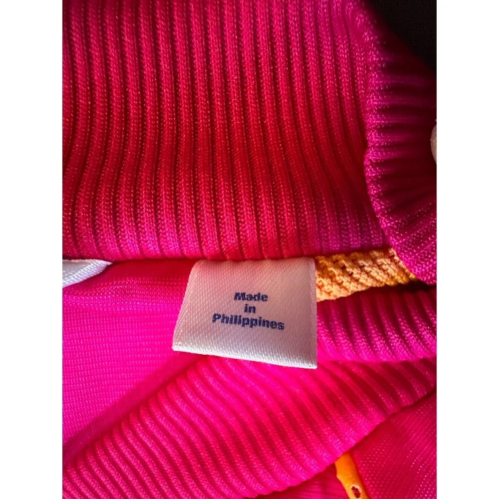 2010 adidas Pink/Yellow 3-Stripes Full Zip Track Jacket w/ Pockets Size 38